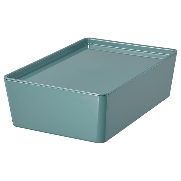 KUGGIS Boîte de rangement avec couvercle, turquoise, 18x26x8 cm - IKEA