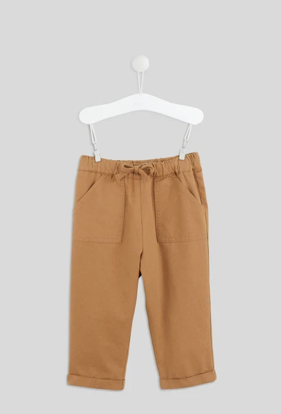 Pantalon taille élastique uni en coton BIO GOTS