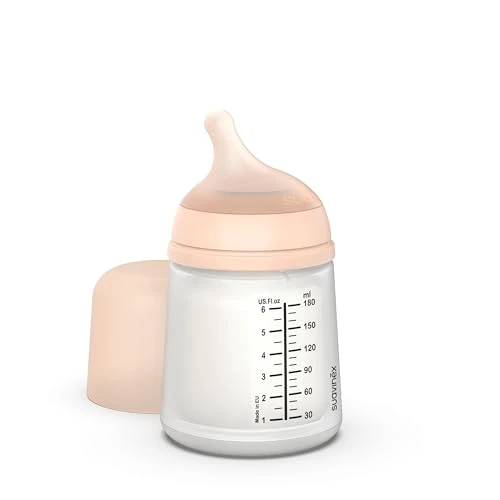 Suavinex, Biberon Anti Colique Zero Zero, avec Tétine Spécial Allaitement (A), pour Bébés +0 Mois, Biberon Nouveau-né, Idéal pour l'Allaitement Mixte, Tétine Imitant le Sein, 180 ml