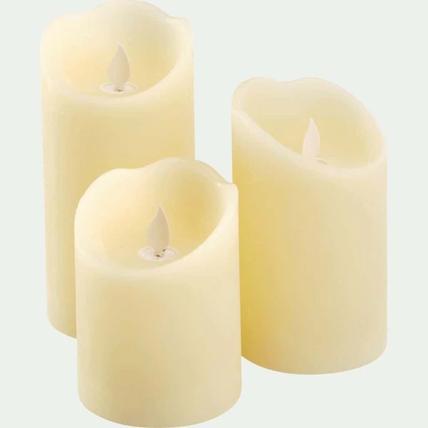 AMBRUS - Lot de trois bougies à LED H26cm - blanc
