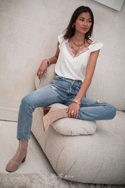 Amandine blanche - top dentelle