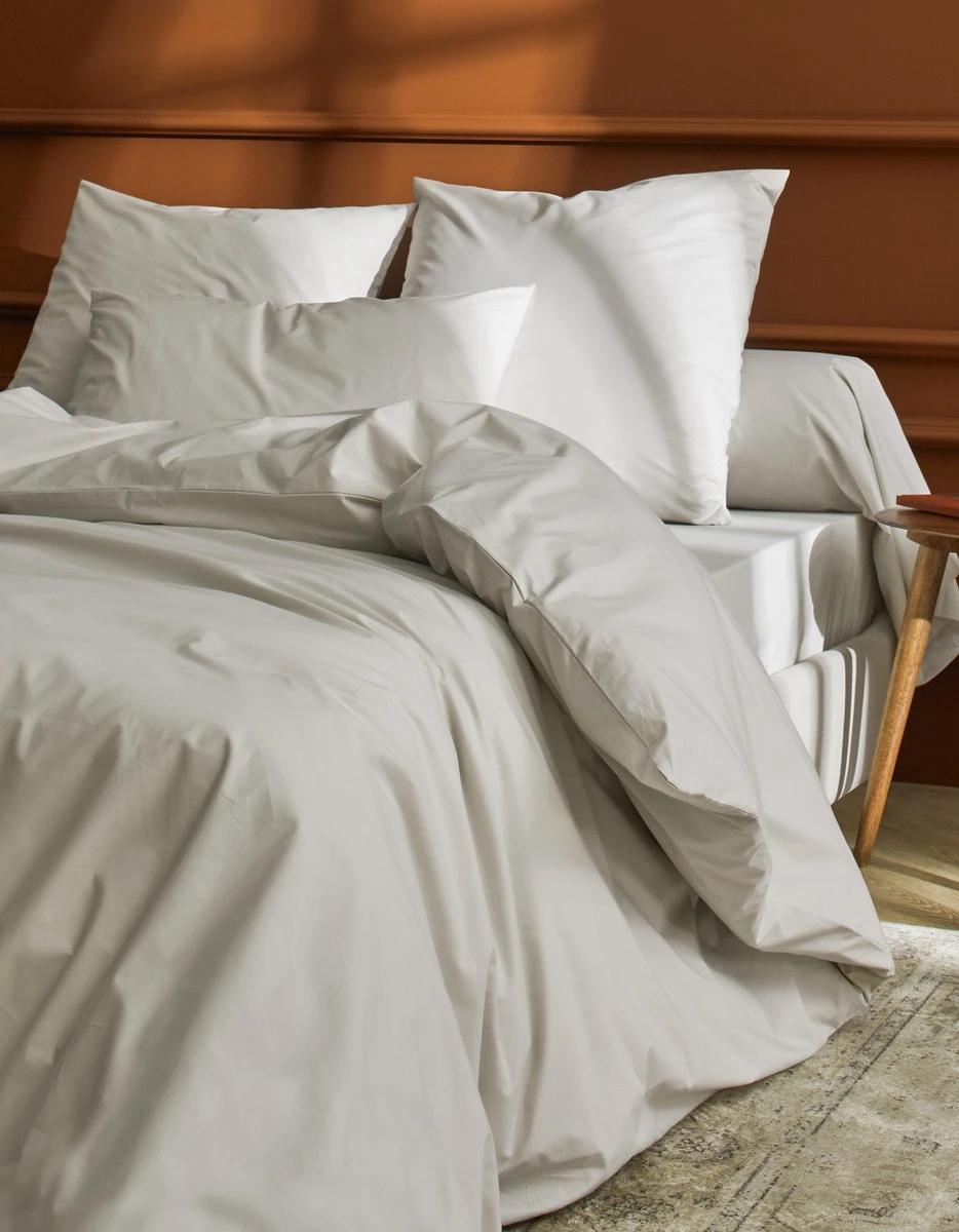 Drap housse Percale de coton 120 fils juste le sable 