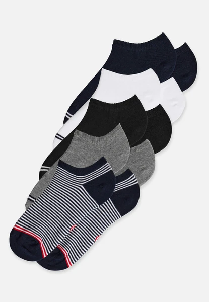 Lot de 5 paires de chaussettes basses - Mariniere Marine Gris Chine Blanc Noir
