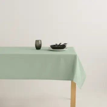 Nappe en coton biologique antitâche lisse vert 140x240 cm Kahu menta | Maisons du Monde