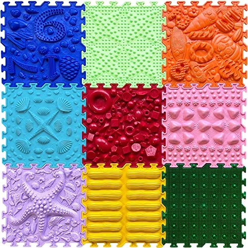Tapis de Sol de Massage Puzzle – Tapis de Jeu orthopédique pour Enfants, Jeu sensoriel, Carreaux de Sol emboîtables, Tapis de Jeu pour Enfants (Crocodile Ici)