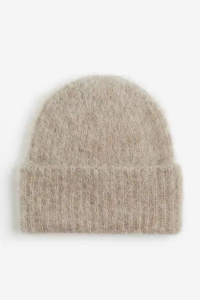 Bonnet en maille côtelée de laine mélangée
