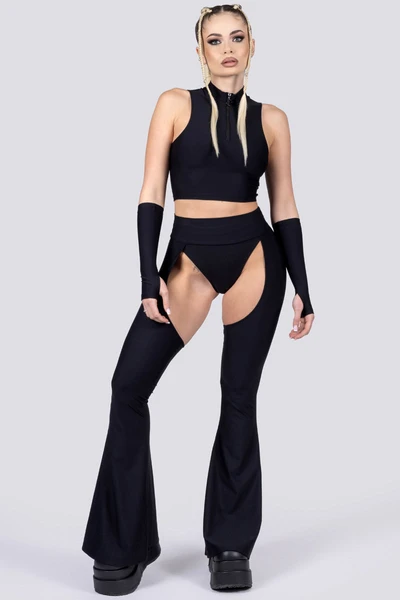 Black Bell Bottoms Chaps Set