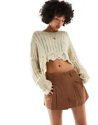 Daisy Street - Mini-jupe plissée - Marron fauve