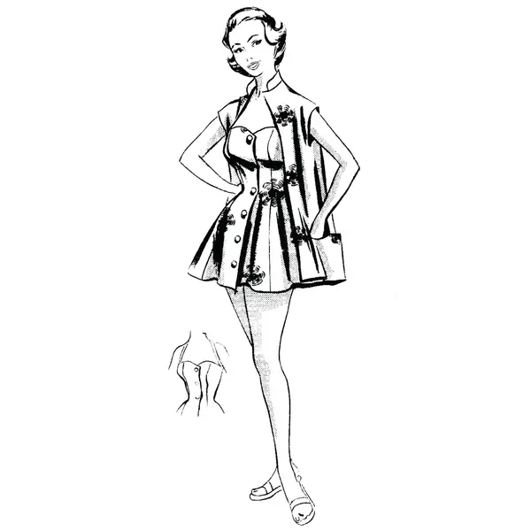 Patron de couture vintage des années 1950, robe de plage - Buste : 34" (86,4 cm)