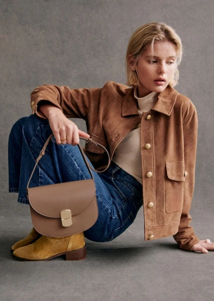 Veste Terry - Camel Daim - Cuir de chèvre - Sézane