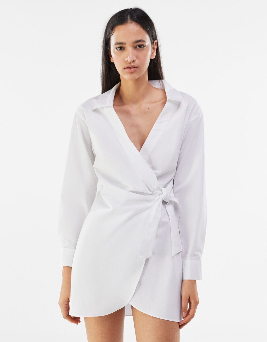 Robe chemisier popeline nœud