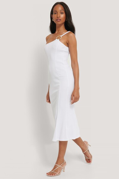 Ribbed One Shoulder Dress Blanc