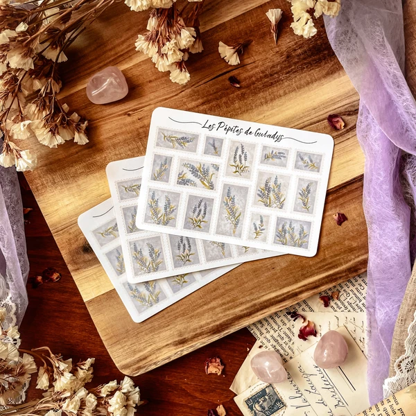Petite planche de stickers timbres Lavande