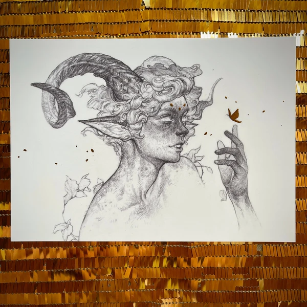 Faun Boy - Small Gold Foil Print