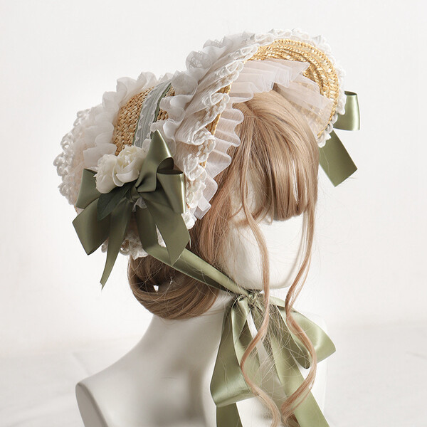  Lolita Hat Hand made Bonette Multicolor Remembrance BNT Brand Original Design Rural Wind Lolita Straw Hat Women Summer 