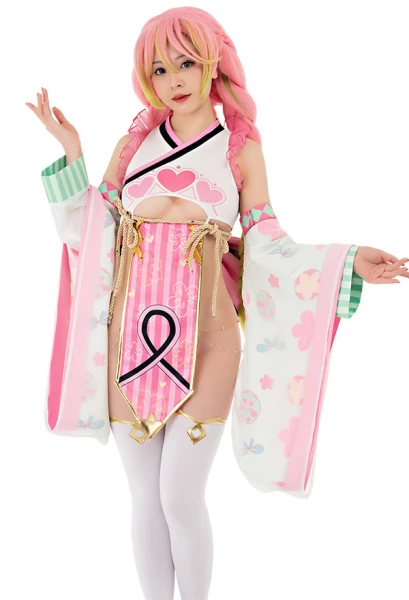 Mitsuri Ensemble de Lingerie Sexy Justaucorps Style Kimono Kawaii Set avec Corset