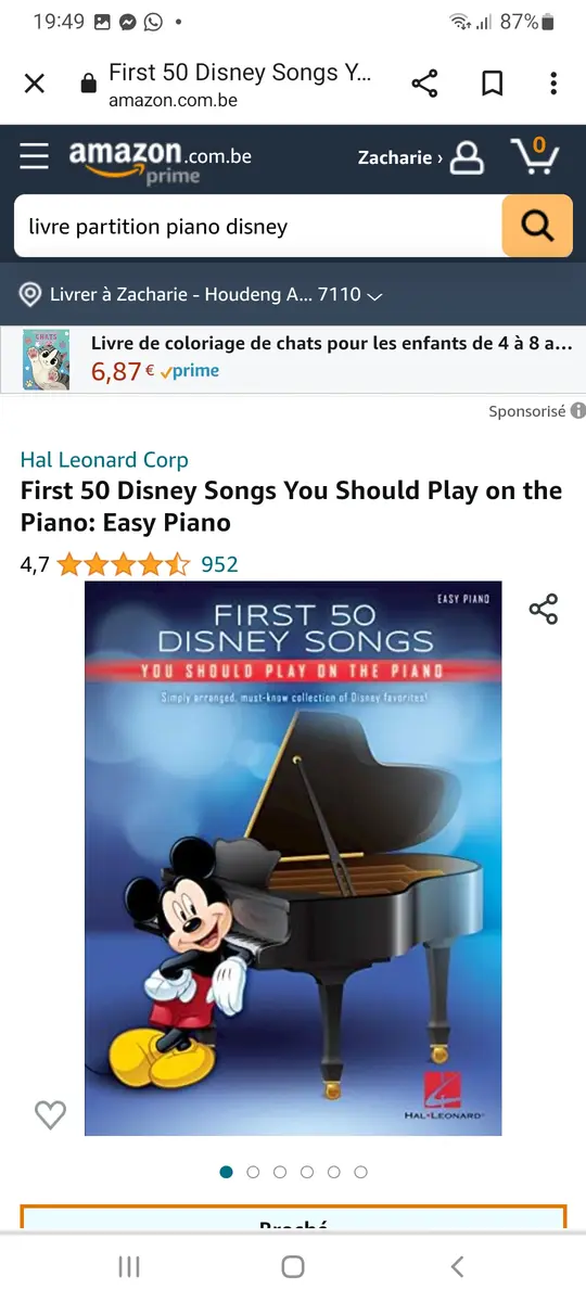 Livre partitions chansons disney