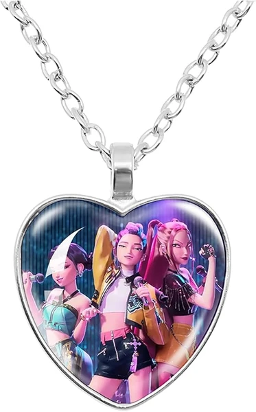Demon collier en forme de coeur Hunters, Decorative K pop Demon accessoires Hunters, K-pop Demon Goodies, Suitable for Hunter Fans to Collect and Also Cadeaux pour garçons et filles