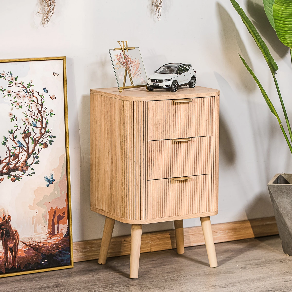 Chiffonnier 3 tiroirs en bois naturel