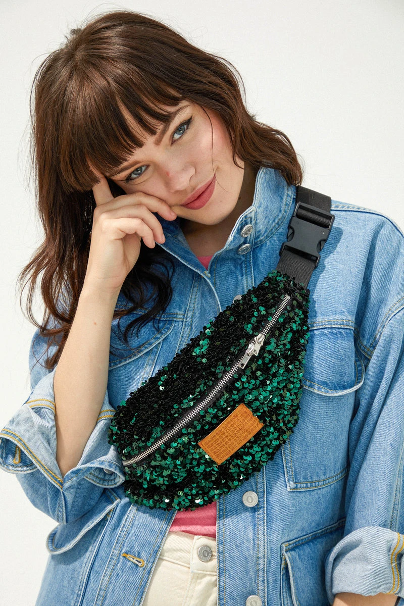 SAC BANANITA SEQUINS VERTS
