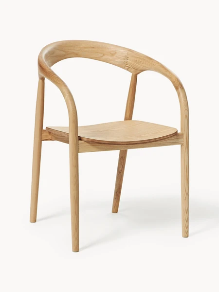 Chaise à accoudoirs en bois de frêne Camille