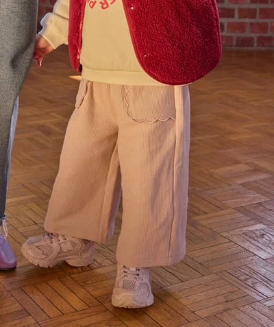 Pantalon bébé fille maille large rose clair