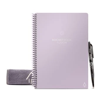 Carnet RocketBook Fusion Executive Cahier Connecté A5 Réutilisable 42 Pages avec Stylo et Serviette en Microfibre Lilas