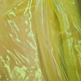 Tissu voile organza transparent iridescent jaune