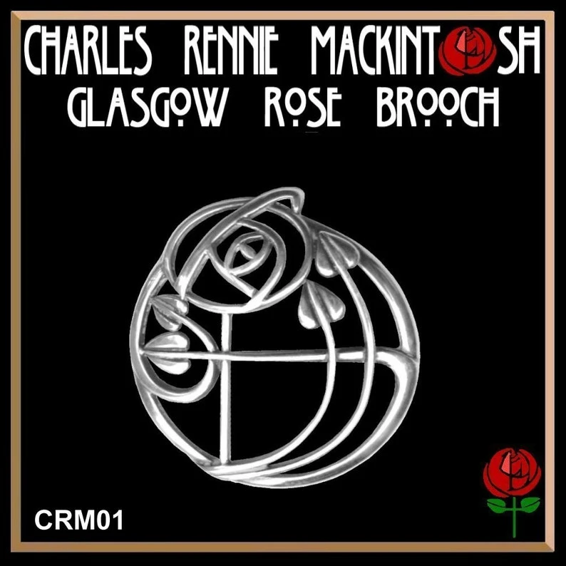 Broche rose Charles Rennie MacKintosh Glasgow Art nouveau CRM01