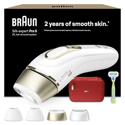 Braun Epilateur Lumiere Pulsee Silk·expert Pro 5 PL5382, Epilation Semi-Définitive, Alternative Au Laser, Résultats En 2 Séances, Rasoir Venus, 4 Têtes Pour Epiler Jambes, Visage, Maillot Et Plus