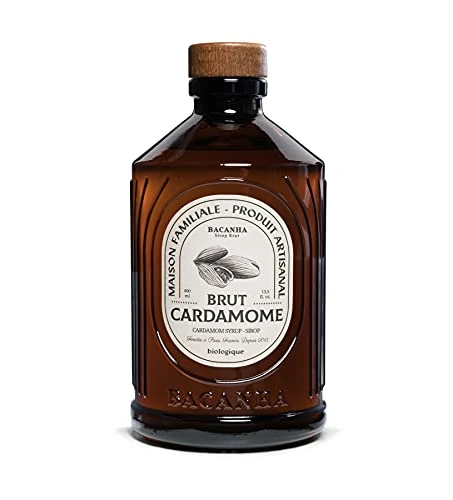 BACANHA - Sirop Bio et Brut - Sirop de Cardamome - Pour Cocktail, Eau, Limonade, Latte et Thé Glacé - 400 mL