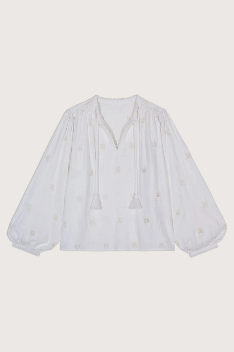 Blouse AjouréE Ravel Ecru // ba&sh BE