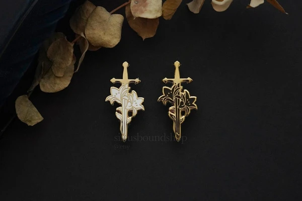 Flowers & sword enamel pin