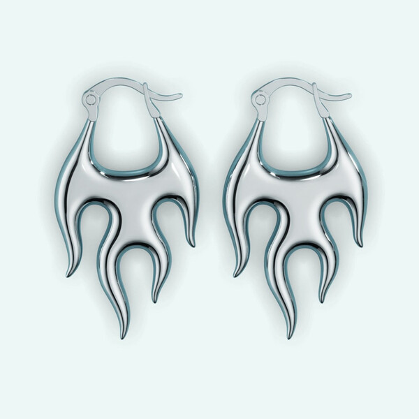 STUDIOCULT Unisex Stainless Steel Flame Fire Earrings - Retro Jewelry