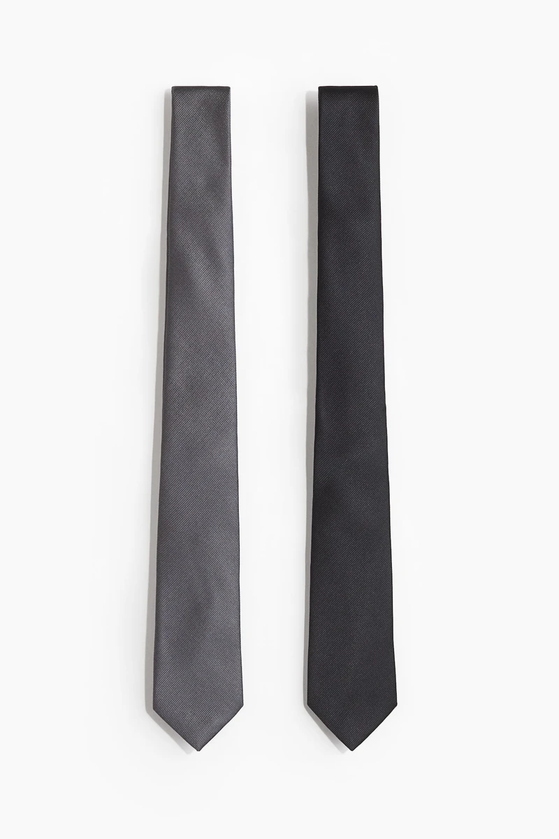Lot de 2 cravates - Gris/gris foncé - HOMME | H&M FR