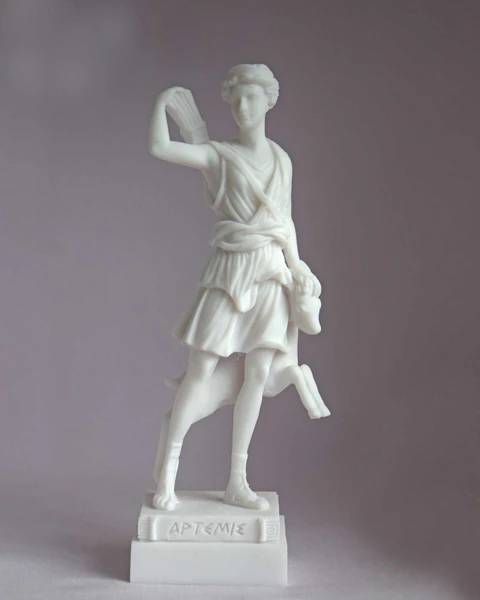 Artemis statue Greek Goddess made of Alabaster white 16cm-18cm