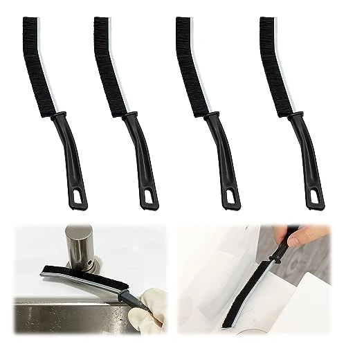 YEJAHY Lot de 4 brosses de nettoyage pour suceur plat – Brosse de nettoyage multifonction – Nettoyage des fentes – Brosses à poils durs avec longues poignées pour cuisine, salle de bain, espaces dans