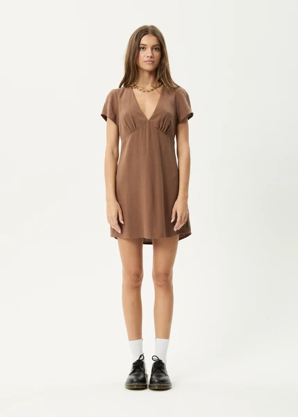AFENDS Womens Hartley - Mini Dress - Cinnamon