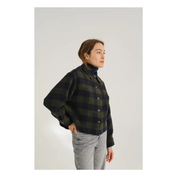 Veste Balma Holly Carreaux Laine | Vert kaki