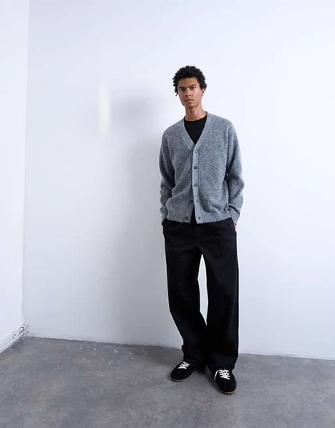 Topman - Gilet oversize à col V - Anthracite