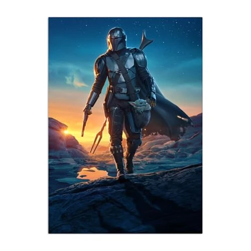 Displate Officiel Star Wars Poster Métallique Fixation Magnétique Licence Officielle Image Affiche de Haute Qualité Mandalorian Season 2 Poster 32x45cm