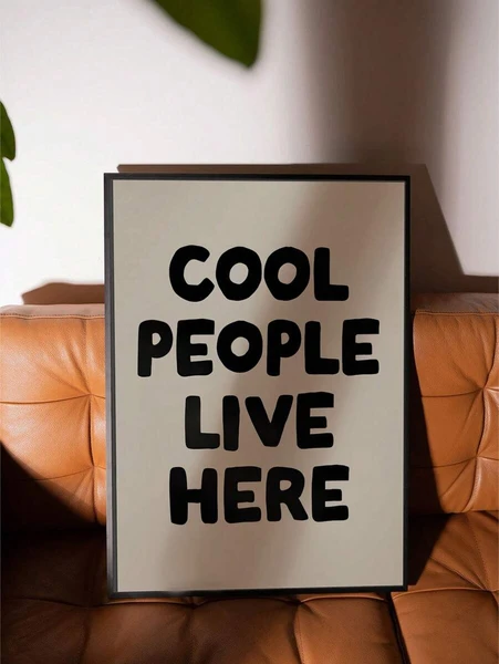1 pièce Affiche murale en canevas minimaliste "Les gens cool vivent ici" - Poster imprimé sans cadre pour la décoration moderne de la maison et du bureau | Mode en ligne | SHEIN FRANCE