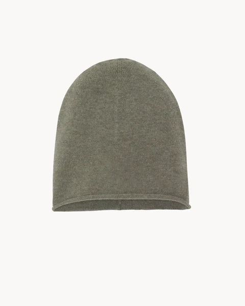 Bonnet Cachemire Bords Roulottes Kaki Chiné | Kujten Cachemire