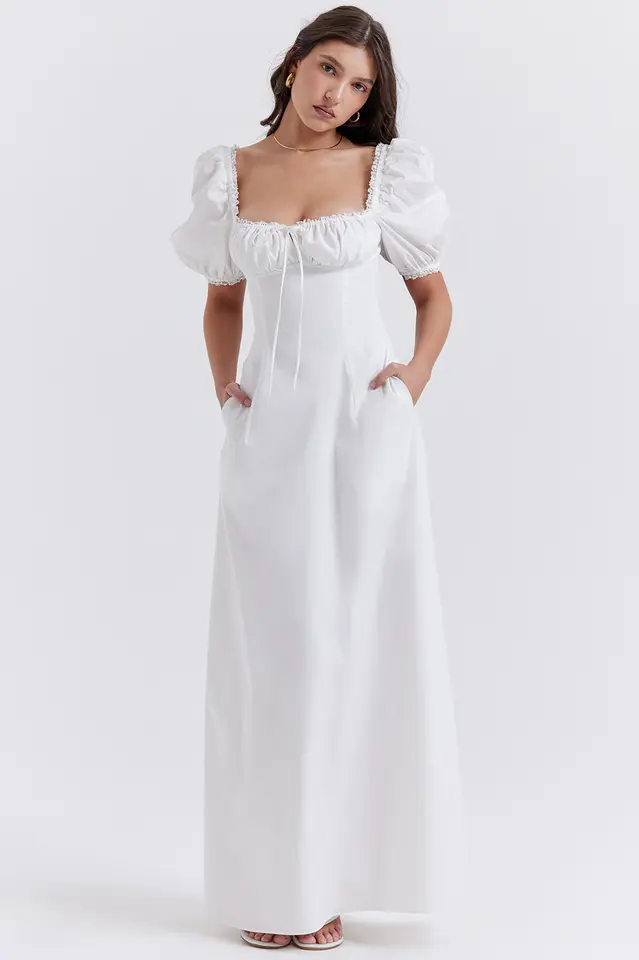 White Puff Sleeve Sundress
