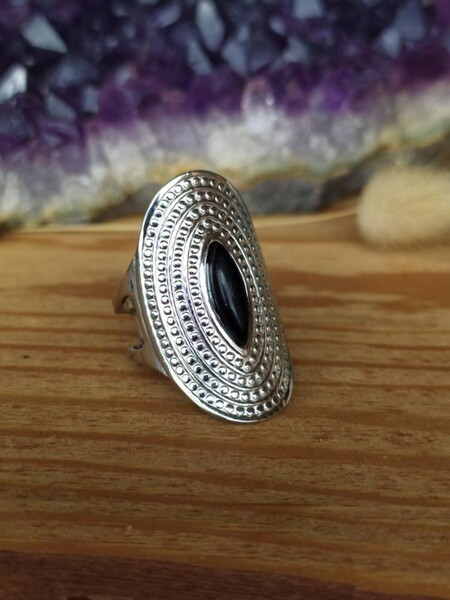 Adjustable Tourmaline ring in silver stainless steel