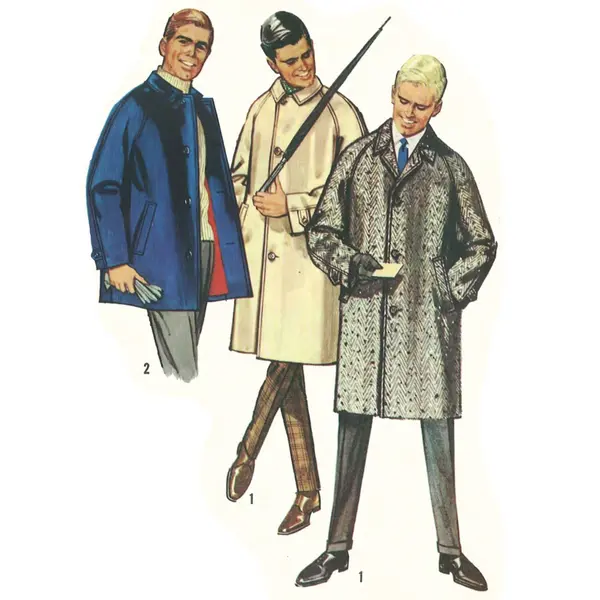 Patron de couture vintage des années 1960, pardessus mod pour homme - - Multi-tailles -