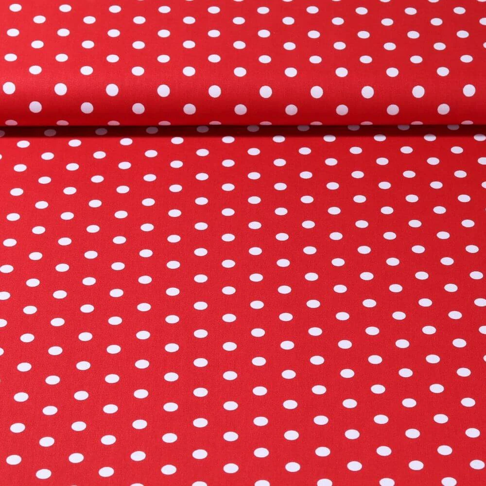 Popeline de coton Benno - Pois XL Rouge Blanc