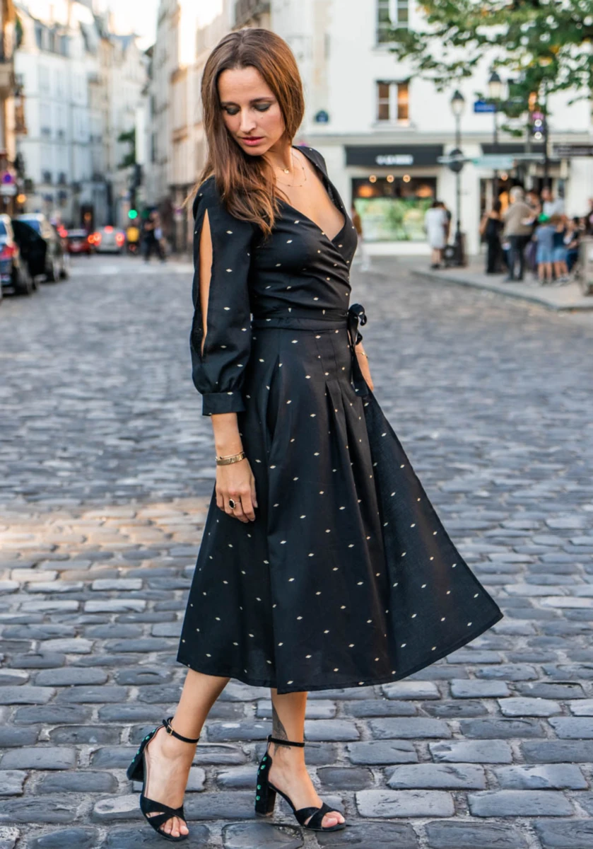 Patron couture robe portefeuille longue Tamara / Patron PDF (A4 A0 et US letter)