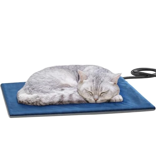 Pecute Tapis Chauffant pour Animaux Chien Chat avec Voyant Lumineux, 32×40cm, Température Constante, Anti-Mordant, Imperméable, Coussin Chauffant Petits Chiens