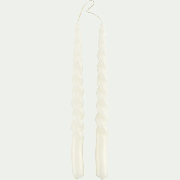 TORTIL - Lot de 2 chandelles torsadées H29cm - blanc